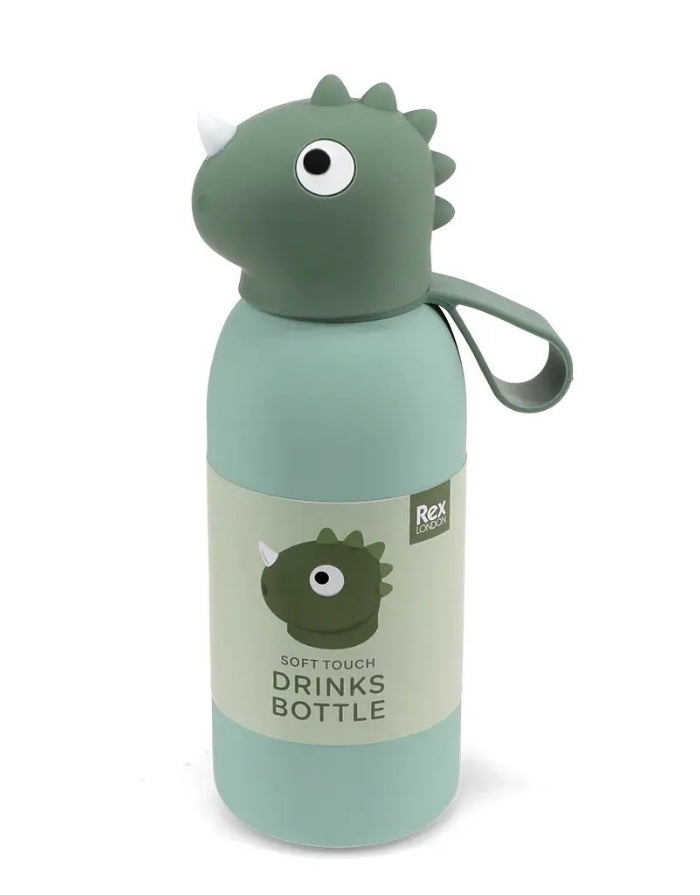 Kindertrinkflasche Dinosaurier von Rex London mit niedlichem Dino-Kopf-Design und 350 ml Fassungsvermögen