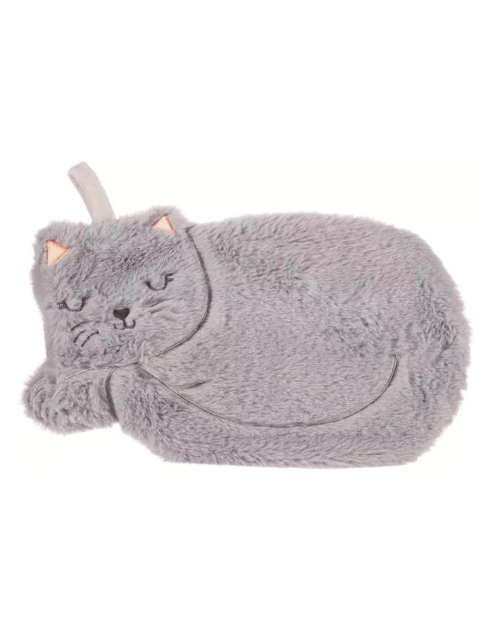  Sass & Belle Wärmflasche Grey Cat mit weicher Katzenhülle für Kinder.