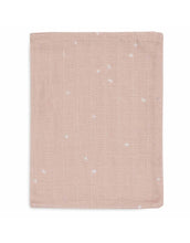 Laden Sie das Bild in den Galerie-Viewer, Jollein Waschlappen Musselin 3er Set „Twinkling“ – hydrophile Baumwoll-Waschlappen in Wild Rose mit Sternenprint, OEKO-TEX zertifiziert, weich und hautfreundlich.
