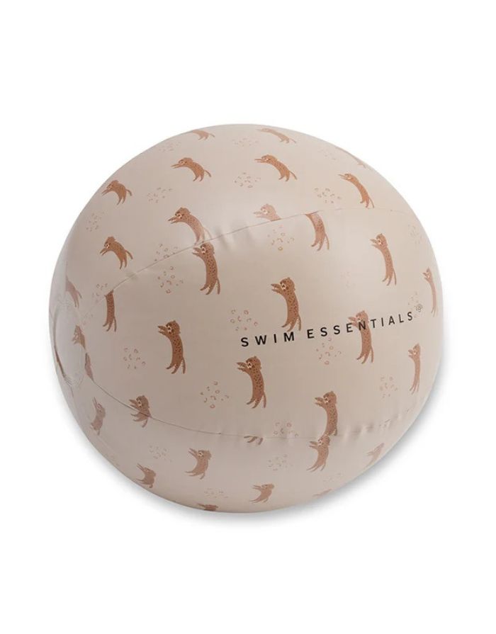 Swim Essentials Beachball Leopard 51 cm, beige/brauner Wasserball mit Leopard Design aus PVC für Strand, Pool und Garten