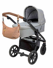 Laden Sie das Bild in den Galerie-Viewer, LÄSSIG Lunua Wickeltasche in Almond – große Bum Bag mit Wickelzubehör, vegan, recycelt &amp; pfc-frei, mit Neon-Details und Kinderwagenbefestigung.
