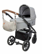 Laden Sie das Bild in den Galerie-Viewer, LÄSSIG Lunua Wickeltasche in Beige – große Bum Bag mit Wickelzubehör, Feuchtfach, vegan, recycelt &amp; pfc-frei, mit Neon-Details und Kinderwagenbefestigung.
