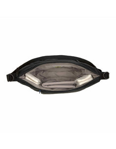 LÄSSIG Lunua Wickeltasche in Schwarz – große Bum Bag mit Wickelzubehör, wasserabweisendem Fach, vegan, recycelt & pfc-frei, mit Neon-Details und Kinderwagenhaken.