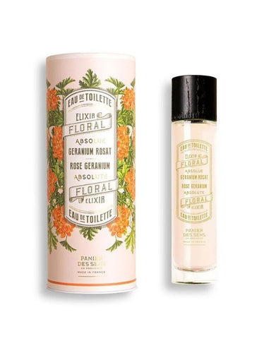 Eau de Toilette Rosengeranie 50ml von Panier des Sens, intensiver blumig-pudriger Duft mit grüner Rosengeranie
