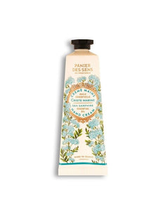Belebender Meerfenchel Handcreme 30 ml von Panier Des Sens im handlichen Mini-Format. Die Handcreme pflegt die Hände intensiv mit Sheabutter, Olivenöl und ätherischem Meerfenchelöl, spendet Feuchtigkeit, macht die Haut geschmeidig und hinterlässt einen frischen, maritimen Duft. Verpackung wiederverwertbar, veganfreundlich, hergestellt in Frankreich.