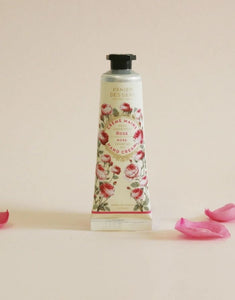 Handcreme Regenerierende Rose 30ml von Panier Des Sens, Mini-Handcreme mit Sheabutter, Olivenöl und ätherischem Rosenöl für weiche, hydratisierte und duftende Hände.