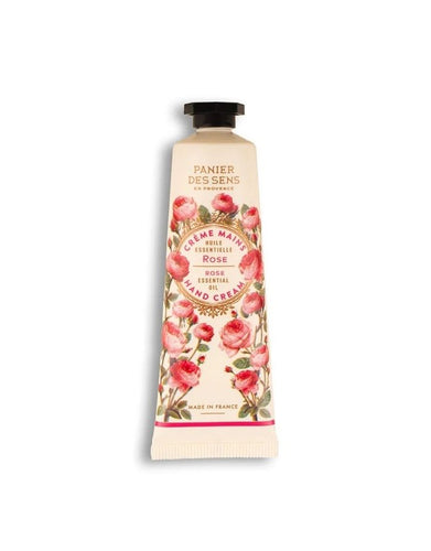 Handcreme Regenerierende Rose 30ml von Panier Des Sens, Mini-Handcreme mit Sheabutter, Olivenöl und ätherischem Rosenöl für weiche, hydratisierte und duftende Hände.