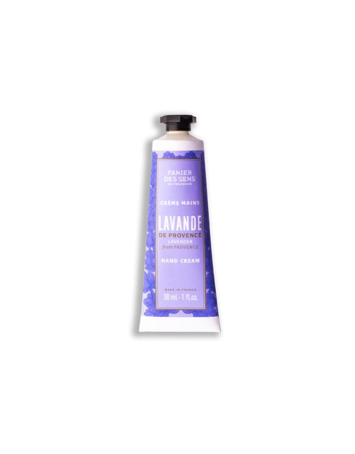 Handcreme Iconic Lavendel von Panier des Sens mit Sheabutter und Olivenöl in der praktischen 30-ml-Größe als Freisteller