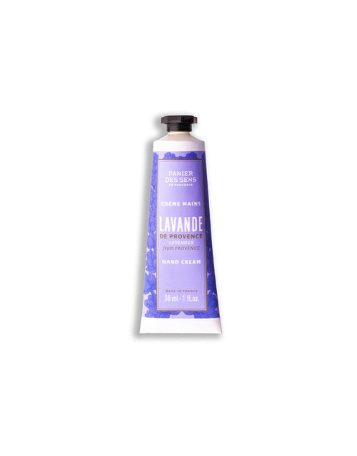 Handcreme Iconic Lavendel von Panier des Sens mit Sheabutter und Olivenöl in der praktischen 30-ml-Größe als Freisteller