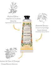 Laden Sie das Bild in den Galerie-Viewer, Handcreme Sonnige Orangenblüte 30ml von Panier Des Sens, Mini-Handcreme mit Olivenöl und Absolue de Fleur d’Oranger für hydratisierte, weich duftende Hände.

