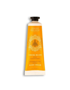 Handcreme Regenerierender Honig 30ml von Panier Des Sens, Mini-Handcreme mit Sheabutter, biologischem Honigextrakt und Propolis für weiche, geschmeidige und duftende Hände.