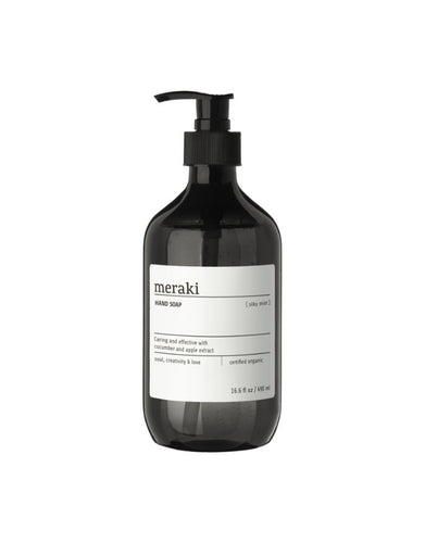 Meraki Handseife Silky Mist im Pumpspender – milde Reinigung mit frischem Duft von Gurke und Apfelblüte.