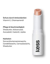 Laden Sie das Bild in den Galerie-Viewer, Natürlich pflegender Triple Tint Lip Balm Nothin’ von Kess Berlin mit zartem Pfirsichton
