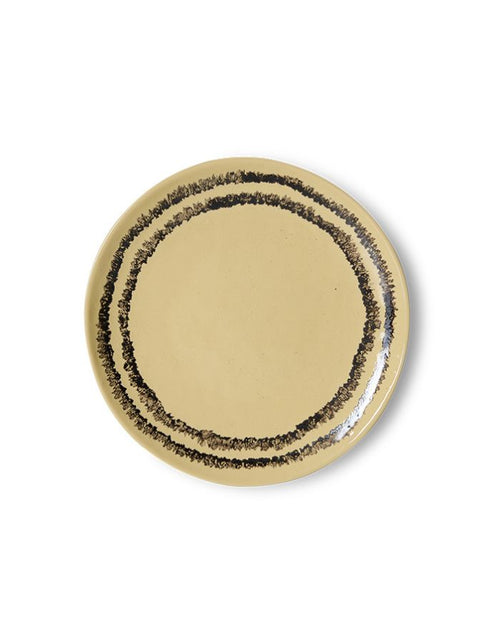 Hkliving Dessert Teller Vanilla mit 17,5cm Durchmesser in Gelb, Beige mit schwarzem Rand 