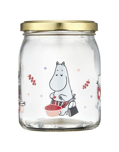 Glas mit Schraubdeckel Moomin 0,5 L von Muurla, luftdicht verschließbar, mit Moomin-Motiv, inkl. Stickeretiketten, spülmaschinenfest