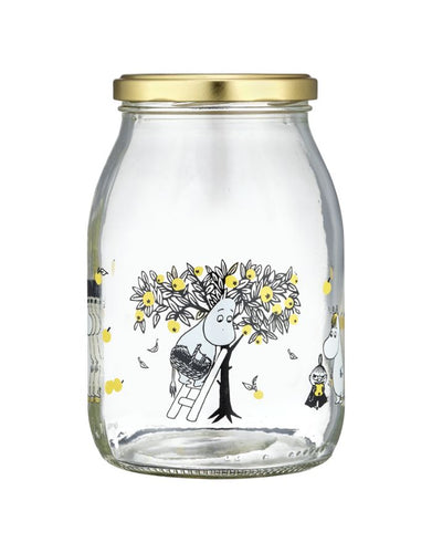 Glas mit Schraubdeckel Moomin 1L von Muurla, luftdicht verschließbar, mit Moomin-Motiv, inkl. Stickeretiketten, spülmaschinenfest