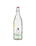 Glasflasche Moomin Meadow von Muurla mit Moomin-Illustration, 1 Liter, luftdichter Bügelverschluss, spülmaschinenfest