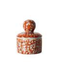 Kleine HKliving 70s Ceramics Aufbewahrungsdose XS aus mehrfarbig glasiertem Steingut mit Deckel.