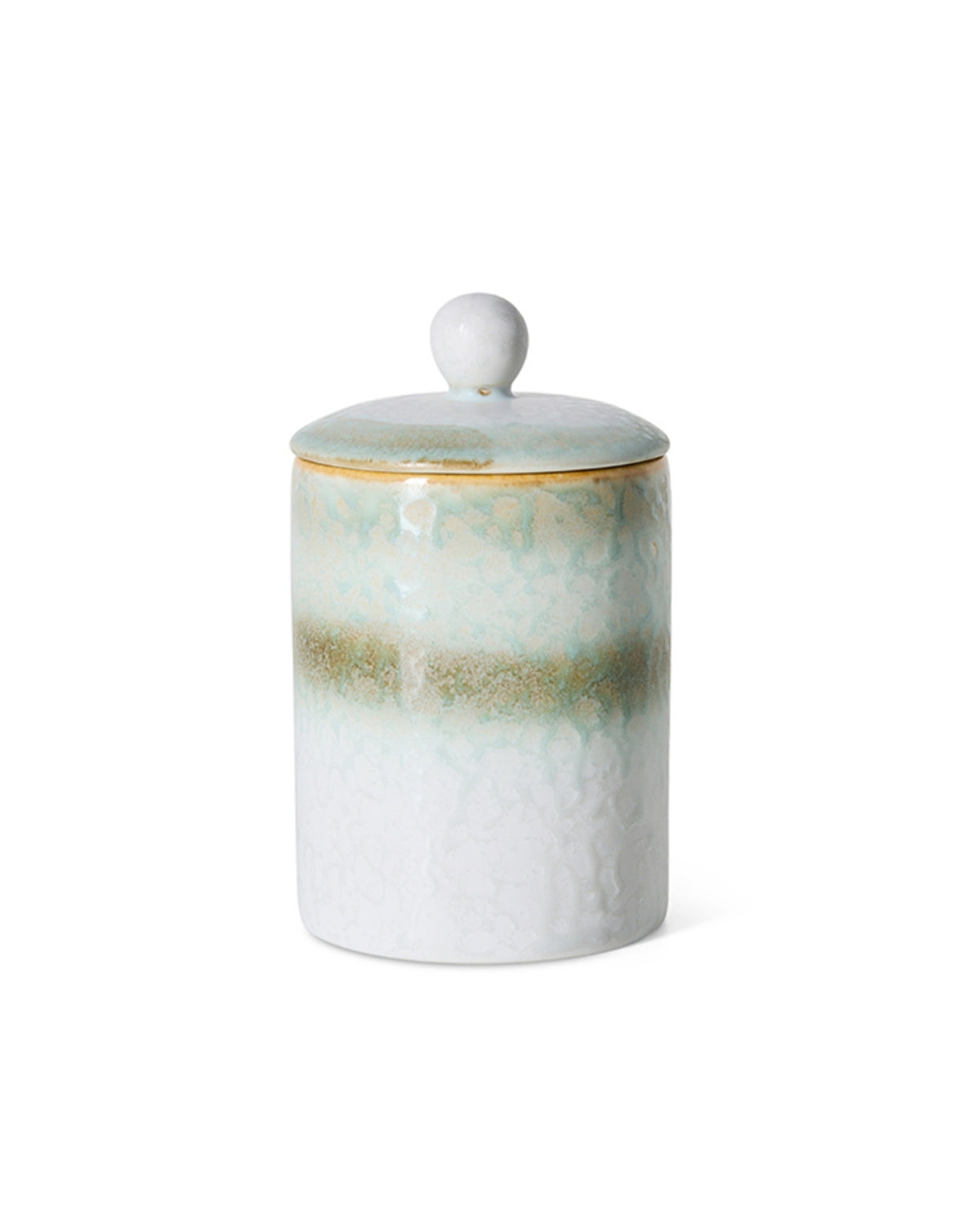  Kleine Aufbewahrungsdose Lotus aus der 70s Ceramics Kollektion von HKliving aus glasiertem Steingut in Multicolour mit Deckel.