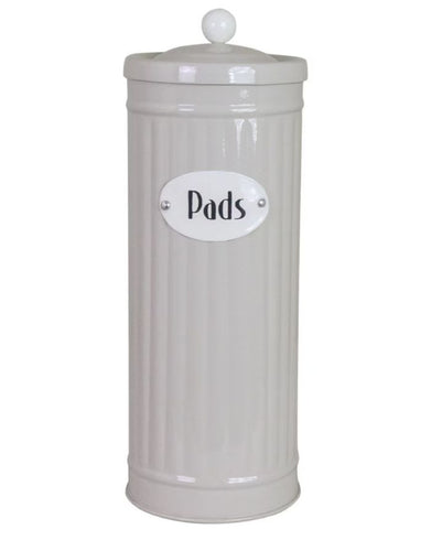 Beige Hugo Pads Dose von Strömshaga, Ø 8,3 x H 22,5 cm, praktische Aufbewahrung für Pads, kombinierbar mit anderen Hugo Dosen, handbemalt, Retro-Look