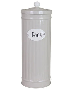Beige Hugo Pads Dose von Strömshaga, Ø 8,3 x H 22,5 cm, praktische Aufbewahrung für Pads, kombinierbar mit anderen Hugo Dosen, handbemalt, Retro-Look