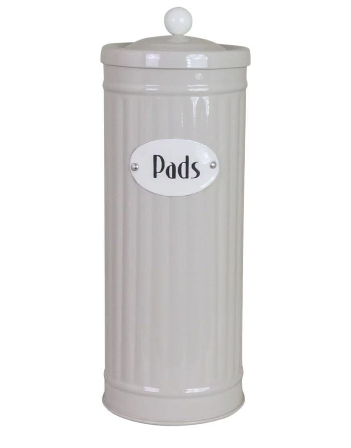 Beige Hugo Pads Dose von Strömshaga, Ø 8,3 x H 22,5 cm, praktische Aufbewahrung für Pads, kombinierbar mit anderen Hugo Dosen, handbemalt, Retro-Look