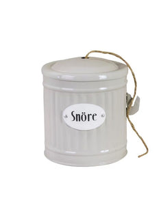 Beige Hugo Snöre Dose von Strömshaga, Ø 10,3 x H 11,5 cm, handbemalt, praktische Aufbewahrung für Schnüre, dekorativer Retro-Look.