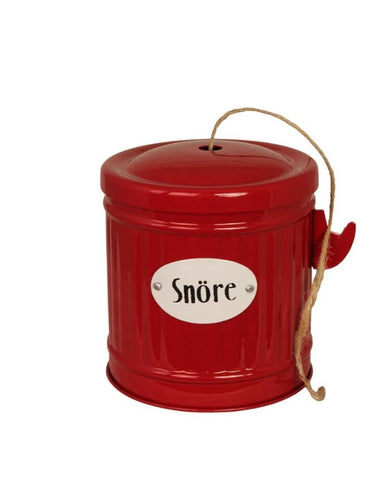 Rote Eisen-Aufbewahrungsdose von Strömshaga, Ø 10,3 x H 11,5 cm, für Schnüre oder kleine Utensilien, im nostalgischen Retro-Look