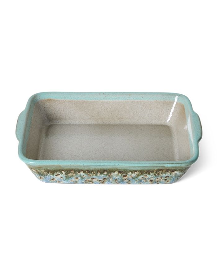 Kleine HKliving 70s Ceramics Auflaufform Birthstone aus mehrfarbig glasiertem Steingut für Lasagne, Gratins und Ofengerichte.