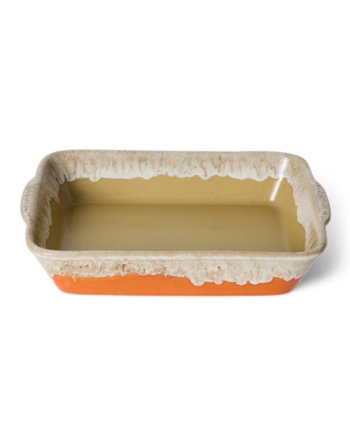 Kleine HKliving 70s Ceramics Auflaufform Fierce aus mehrfarbig glasiertem Steingut für Lasagne, Gratins und Ofengerichte.