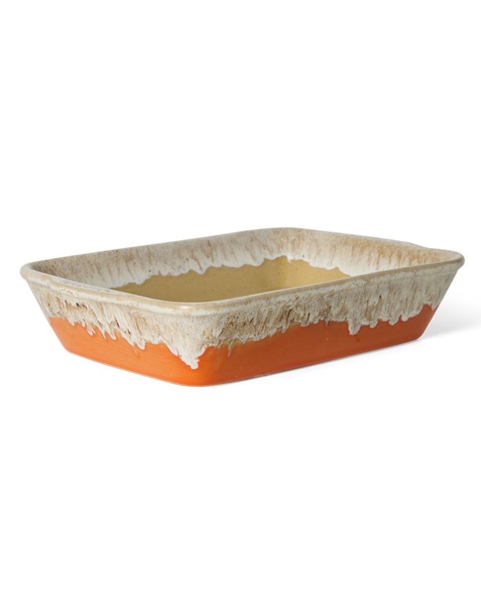 Kleine HKliving 70s Ceramics Auflaufform Fierce aus mehrfarbig glasiertem Steingut für Lasagne, Gratins und Ofengerichte.