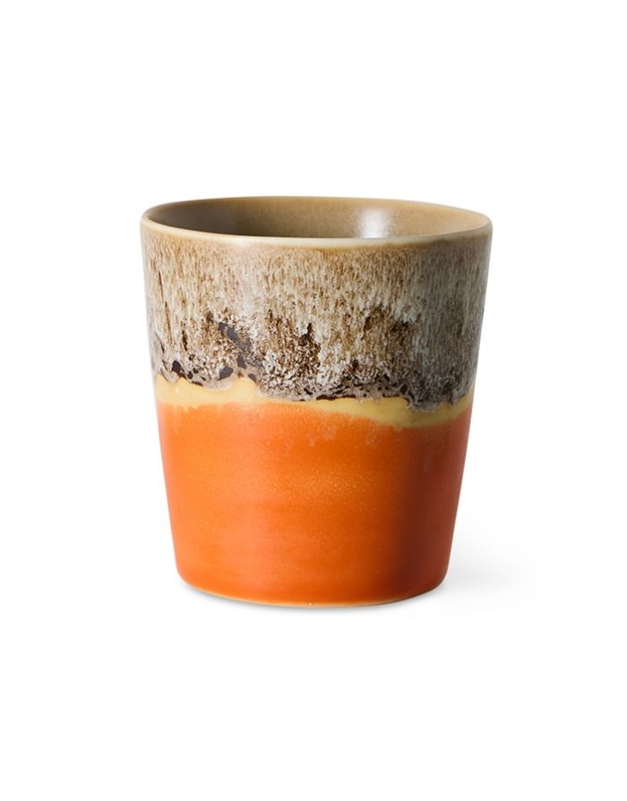 Mehrfarbiger HKliving 70s Ceramics Coffee Mug aus glasiertem Steingut in kompakter Form mit charakteristischer Retro-Glasur.