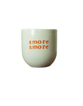 SISI House of Style Becher Amore Amore weiß mit orangem Schriftzug, handgefertigt, 8 x 8 x 8 cm.