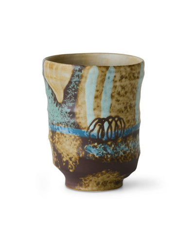 Kaffeebecher Artist Smooth Scratched mit kreativer Linien-Glasur und Unikat-Charakter