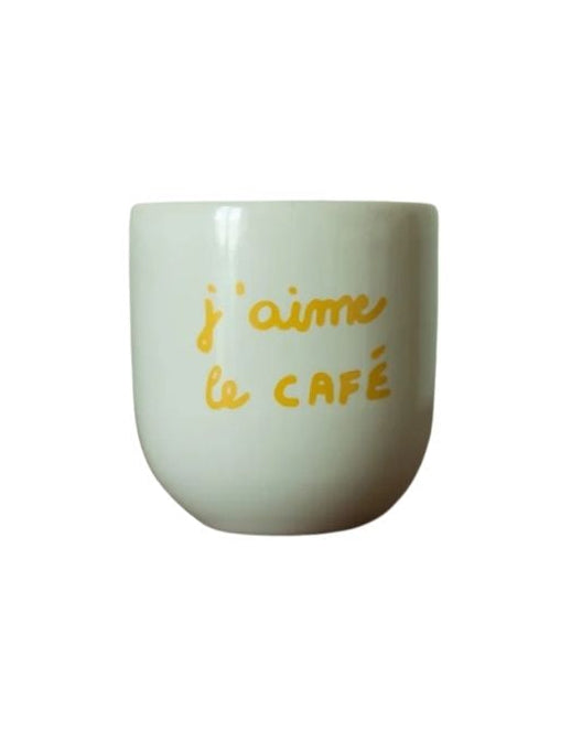 SISI House of Style Becher J’aime le café, weißer Keramikbecher mit Schriftzug, handgefertigt, 8 x 8 x 8 cm.