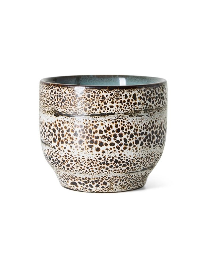 HKliving 70s Ceramics Café Cup Brew aus glasiertem Steingut mit mehrfarbiger Retro-Glasur.
