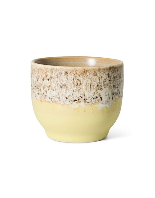 HKliving 70s Ceramics Café Cup aus glasiertem Steingut mit mehrfarbiger Retro-Glasur.