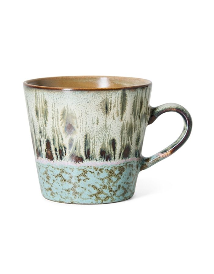 Mehrfarbiger HKliving 70s Ceramics Cappuccino Mug aus glasiertem Steingut im charakteristischen Retro-Design.