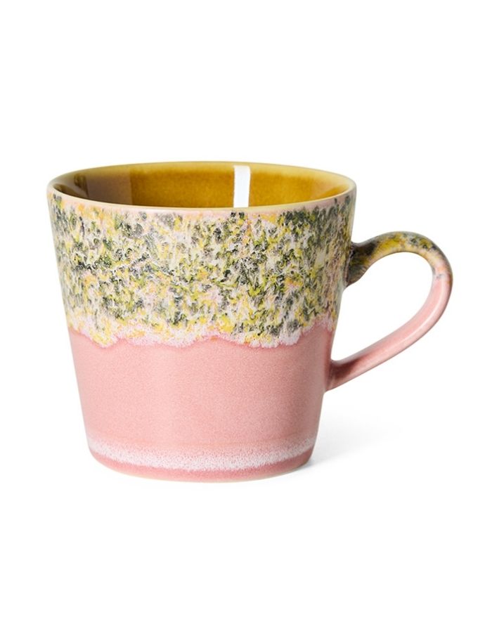 Mehrfarbiger HKliving 70s Ceramics Cappuccino Mug aus glasiertem Steingut im charakteristischen Retro-Design.