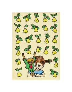 Geschirrhandtuch Pippi Langstrumpf Fruits von Muurla, aus Baumwolle mit Pippi-Motiv und bunten Früchten, 50 x 70 cm groß, fröhlicher Küchenhelfer
