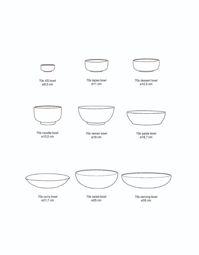 HKliving 70s Ceramics Noodle Schale Fierce aus mehrfarbig glasiertem Steingut für Nudeln, Reis, Suppen und Bowls, Durchmesser der Modelle.