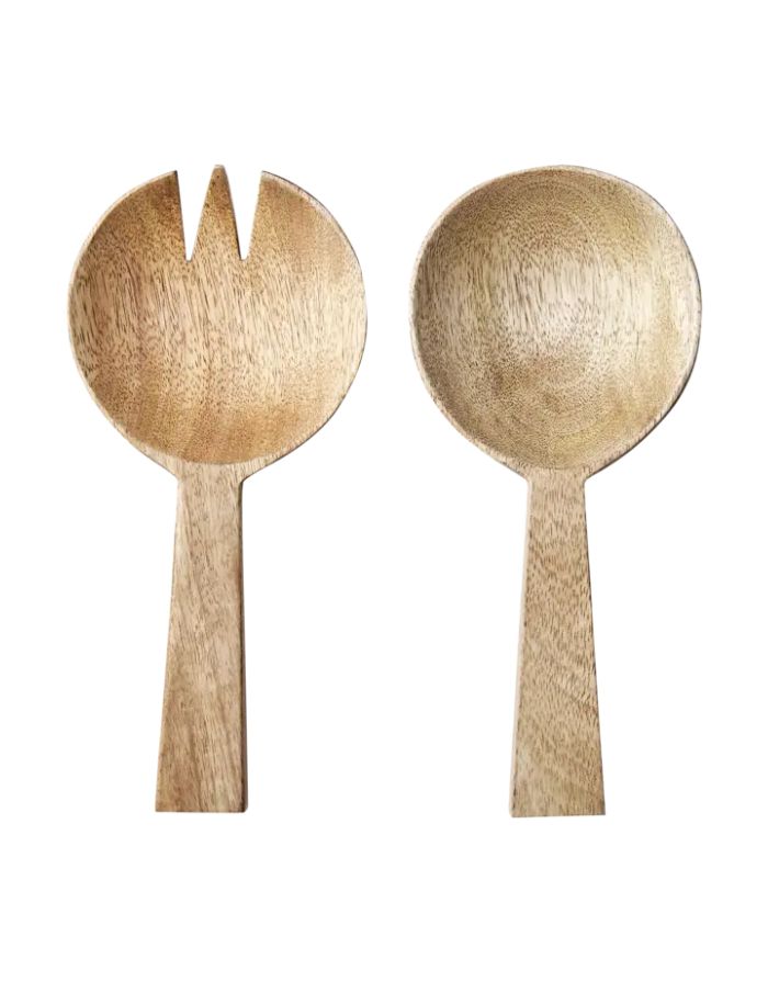 Salatbesteck Nico Natur von Affari of Sweden aus Mangoholz, 22 cm lang, mit natürlicher Holzmaserung.