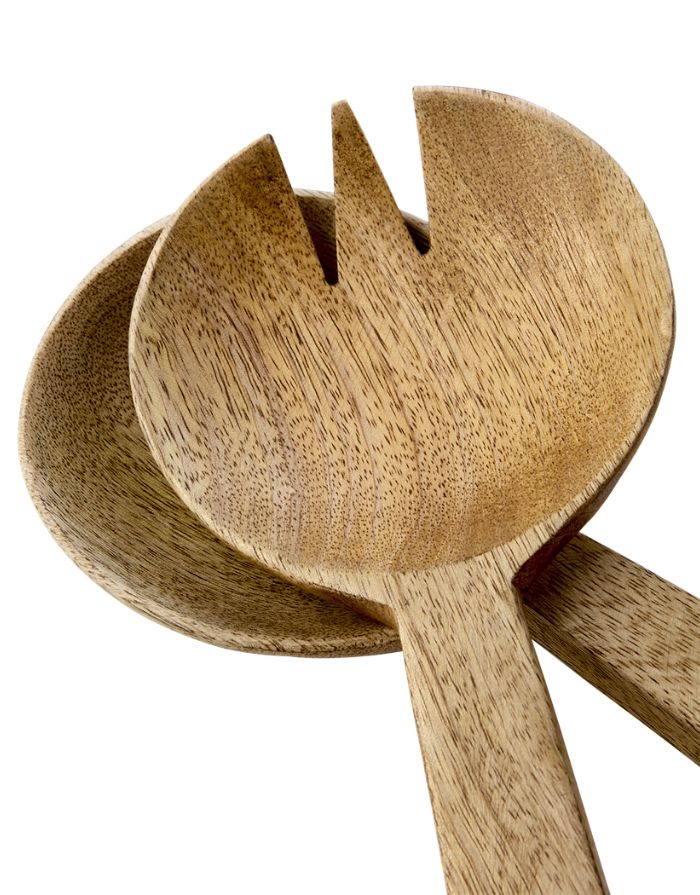 Salatbesteck Nico Natur von Affari of Sweden aus Mangoholz, 22 cm lang, mit natürlicher Holzmaserung.