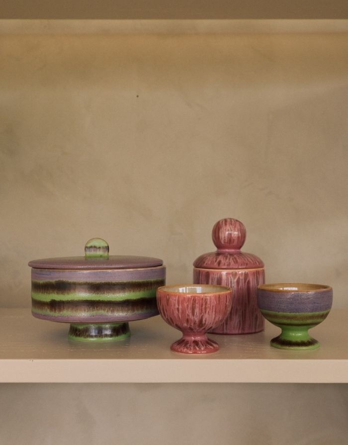 HKliving 70s Ceramics Bonbon Schale Mochi aus glasiertem Steingut für Bonbons, Pralinen und kleine Leckereien.