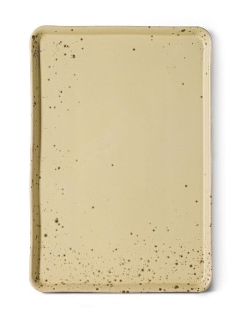 HKliving Servierplatte Large Grit aus Steinzeug in Gelb, große 70s Ceramics Platte mit gesprenkelter Glasur zum Servieren oder als Dekoration