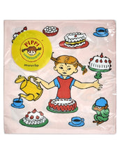 Laden Sie das Bild in den Galerie-Viewer, Pippi Langstrumpf Birthday Servietten in Pink, 3-lagig, 33 x 33 cm, 20 Stück.
