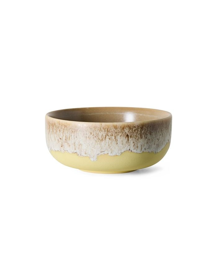 Mehrfarbige HKliving 70s Ceramics Tapas Schale aus glasiertem Steingut für Dips, Oliven und kleine Snacks.