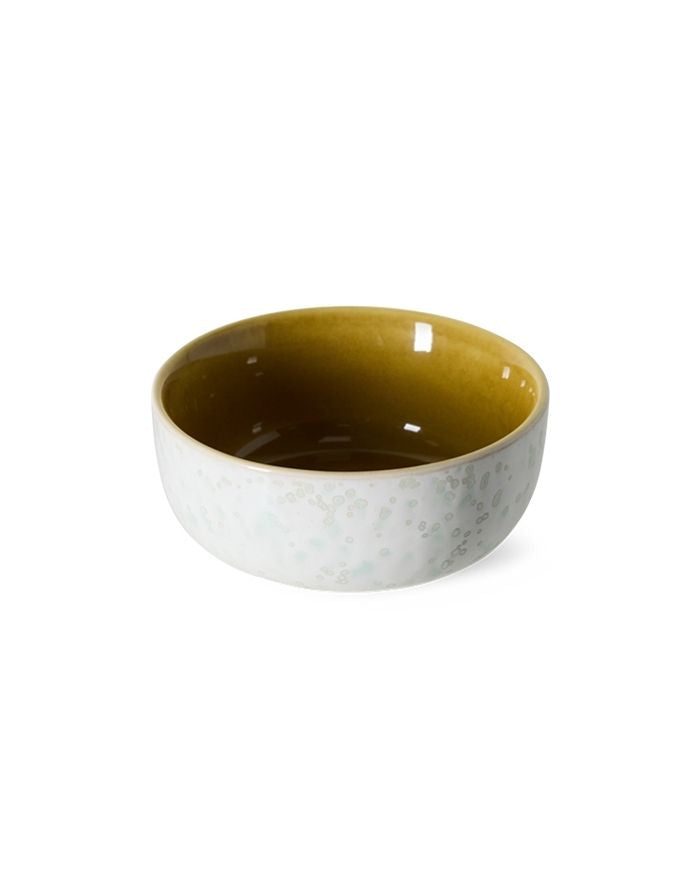 Mehrfarbige HKliving 70s Ceramics Tapas Schale aus glasiertem Steingut für Dips, Oliven und kleine Snacks.