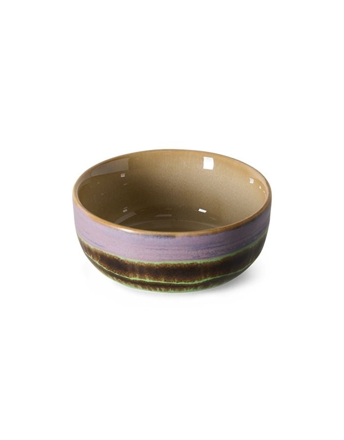  Mehrfarbige HKliving 70s Ceramics Tapas Schale aus glasiertem Steingut für Dips, Oliven und kleine Snacks.