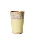 Mehrfarbiger HKliving 70s Ceramics Tea Mug aus glasiertem Steingut in hoher Form ohne Henkel.